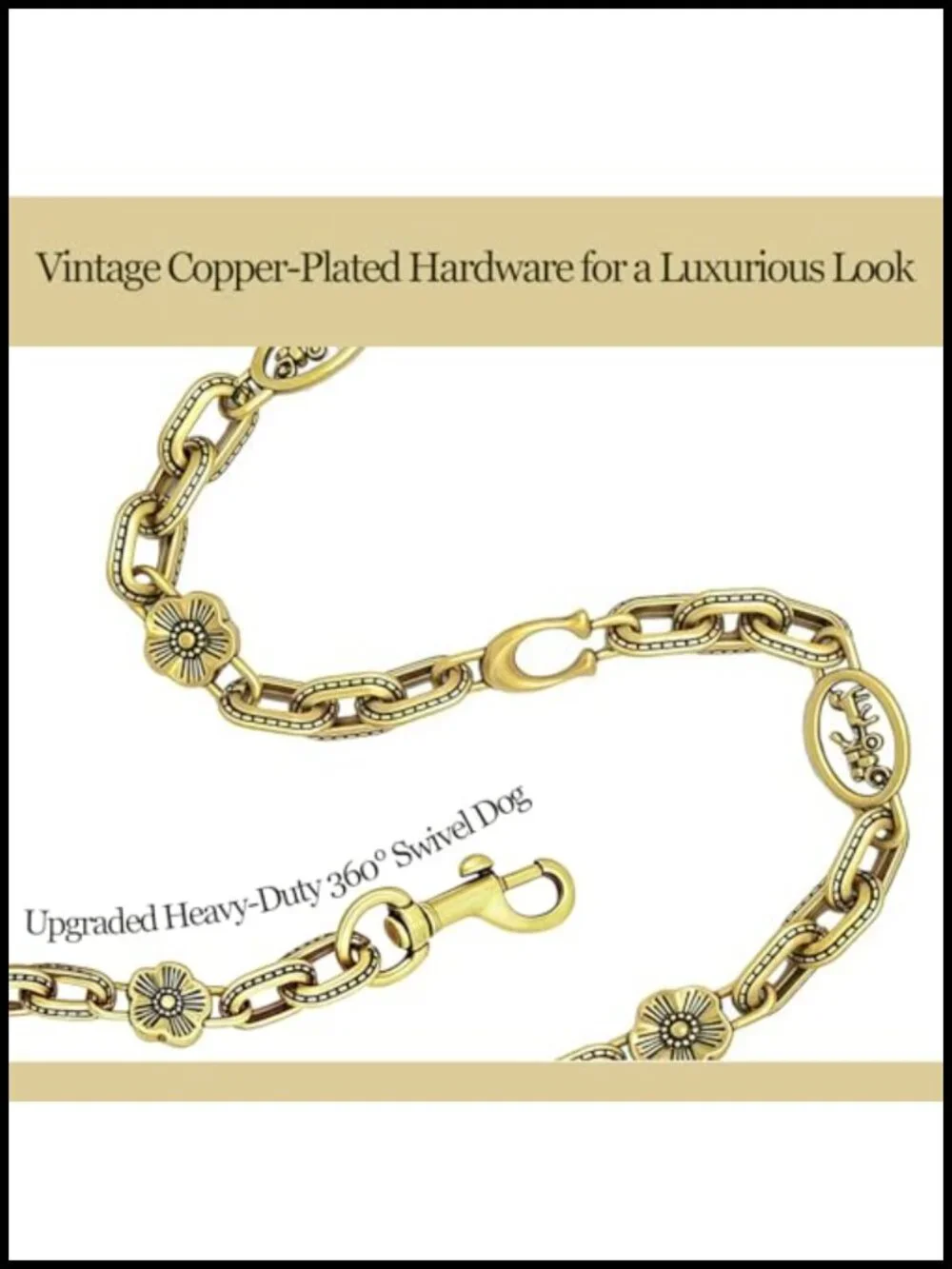 Vintage Gold Chain Bag Charm Keychain Wallet Extender Purse Accessory